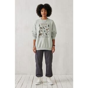 VTG 90s Harborside Graphics Pale Sage Nature Guide Wildlife Sweatshirt L Outdoor